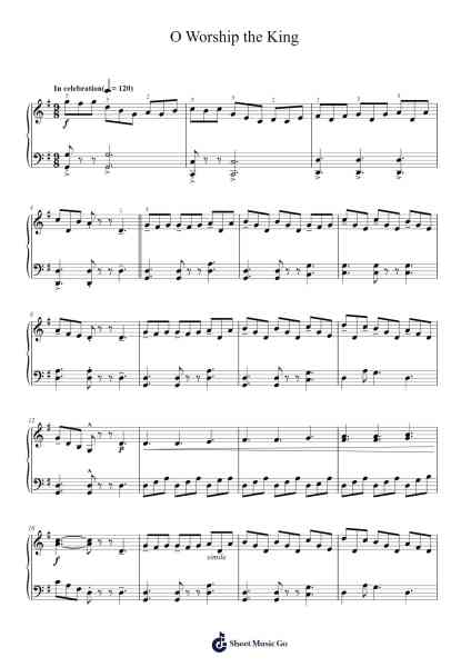 O Worship the King 樂譜由 Johann Michael Haydn - 編曲 Temvogt Roblome