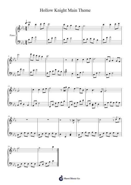 Hollow Knight Main Theme Sheet Music by Christopher Larkin-Arr.Canzel