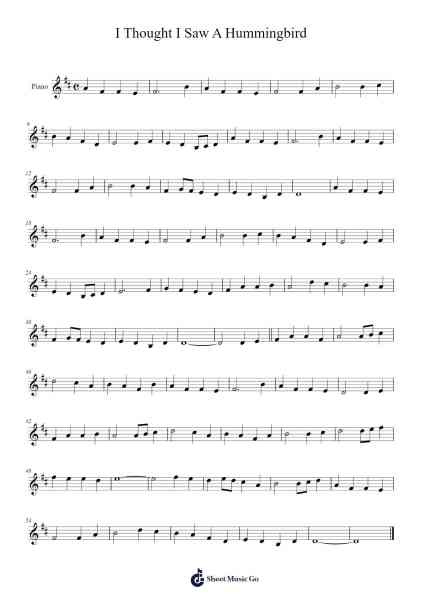 I Thought I Saw A Hummingbird Sheet Music by Jamie Smith-Arr.Rydiah