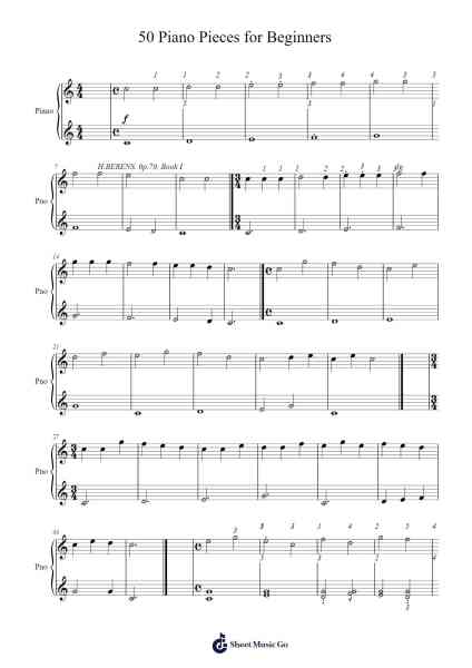 50 Piano Pieces for Beginners Sheet Music by Herman Berens-Arr.Polwer Sharpger