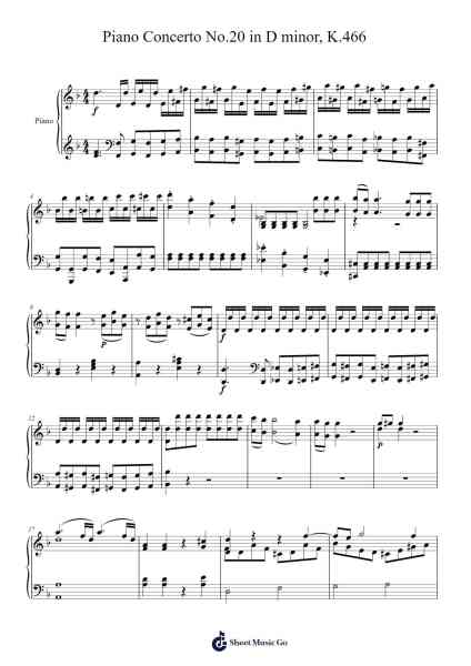 Piano Concerto No. 20 in D minor, K. 466 Sheet Music by Wolfgang Amadeus Mozart-Arr.Westier Haylay