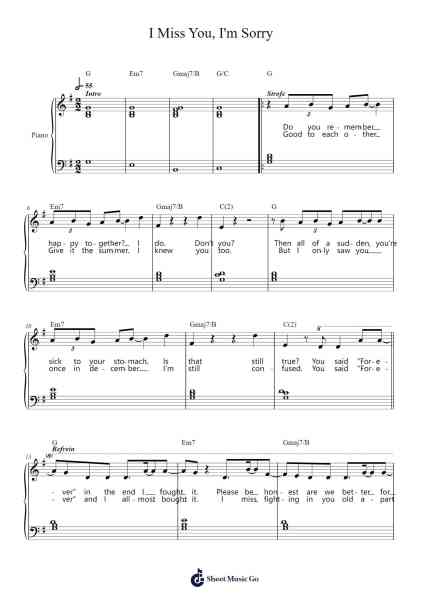 I Miss You, I'm Sorry Sheet Music by Gracie Abrams-Arr.Adnest Fitzvin