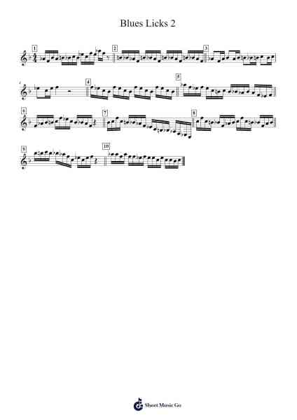 Blues Licks 2 Sheet Music by Unknown author-Arr.Chamcarr Cherbard