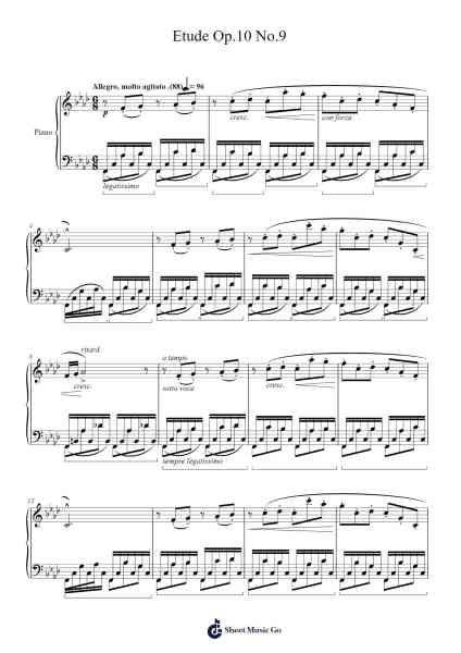 Etude in F Minor, Op. 10, No. 9 Sheet Music by Frédéric Chopin-Arr.Humglas Leathus