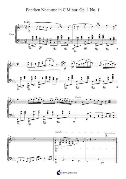 Nocturne in C Minor, Op. 1 No. 1 Sheet Music by Tifdge-Arr.Losopp Webslin