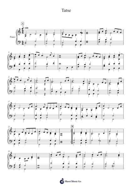 Tatse Sheet Music by P. H. Kisting-Arr.Vogtthia