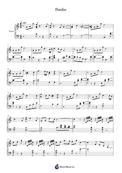 Ibasho Sheet Music by Natsume Tabuchi/Hanae Nakamura/Miki Sakura-Arr.Sampcon Mevans