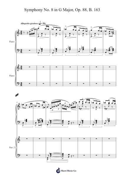 Symphony No. 8 in G Major, Op. 88, B. 163: III. Allegretto grazioso - Molto vivace Sheet Music by Antonín Dvořák-Arr.Hartkeats
