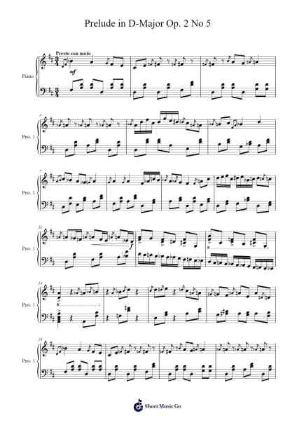 Prelude in D-Major Op. 2 No 5 Sheet Music by Jackson Franck-Arr.Hunfrances Dunnfay