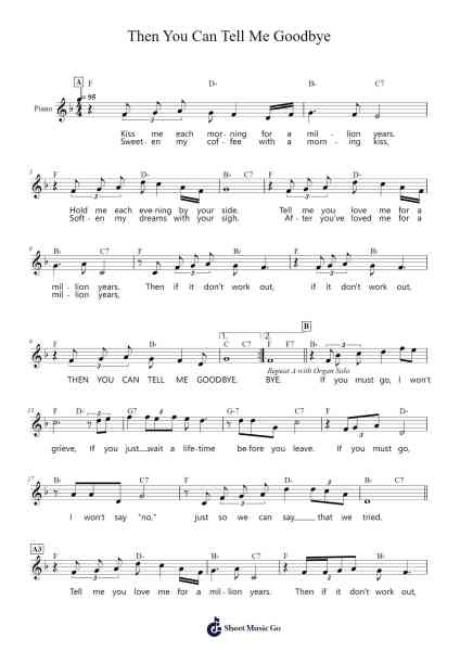 Then You Can Tell Me Goodbye Sheet Music by Eddy Arnold/The Casinos-Arr.Sidgou Tomjay