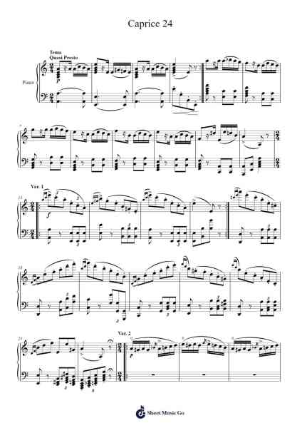 Caprice No. 24 in A Minor, Op. 1 Sheet Music by Niccolò Paganini-Arr.Minmeg Bobfax