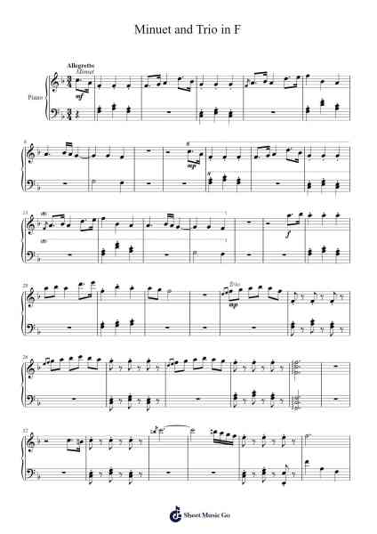 Minuet and Trio in F Sheet Music by Georbing-Arr.Quinliet