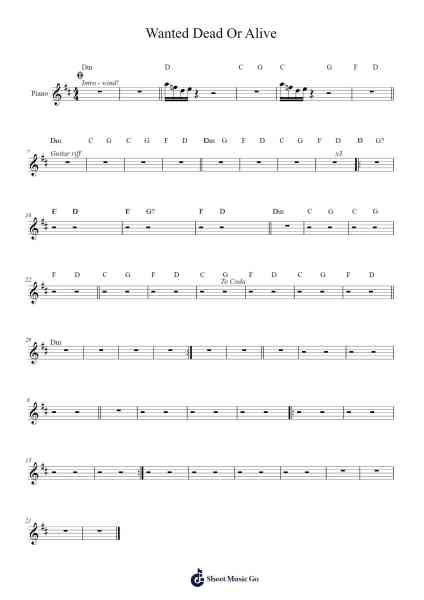 Wanted Dead Or Alive Sheet Music by Bon Jovi-Arr.Hytrine