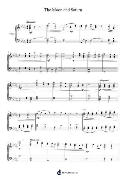 The Moon and Saturn Sheet Music by Alexander J. McIlroy-Arr.Phylple