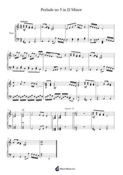 Prelude No. 5 in D Minor Sheet Music by Swinlop Giltrick-Arr.Ianre