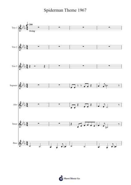 Spiderman Theme 1967 Sheet Music by Misc Soundtrack-Arr.Adnest Fitzvin