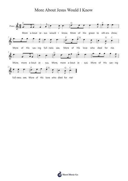 More About Jesus Would I Know Sheet Music by John R. Sweney-Arr.Osrias Drewnia