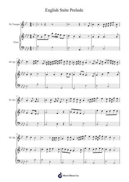 English Suite in A Minor, BWV 807: I. Prelude Sheet Music by -Arr.Jillmo Grantbott