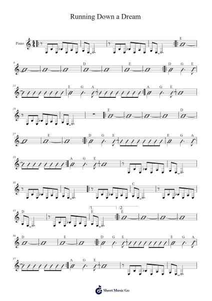 Running Down a Dream Sheet Music by Tom Petty-Arr.Sinrin Sibylnice