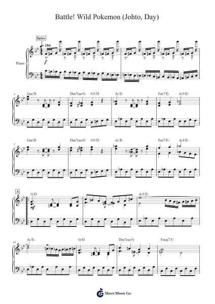 Battle! Wild Pokemon (Johto, Day) - Pokemon Gold and Silver Sheet Music by Junichi Masuda-Arr.Youngvian