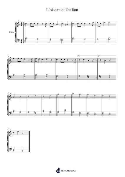 L'oiseau et l'enfant Sheet Music by Marie Myriam-Arr.Larple