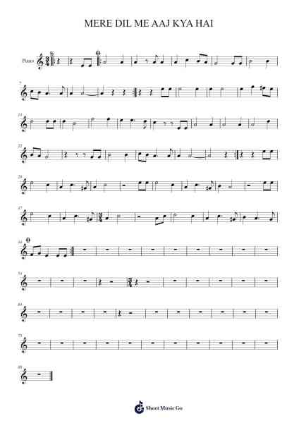 Mere Dil Mein Aaj Kya Hai Sheet Music by Kishore Kumar-Arr.Yuledawn