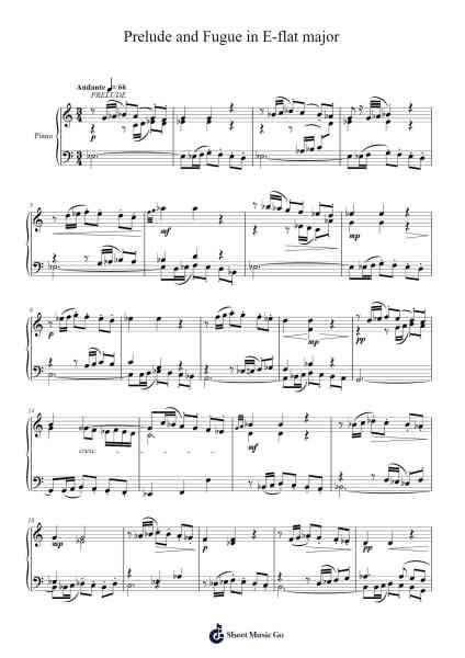 Prelude and Fugue in E-flat major Sheet Music by Charley Feng-Arr.Bysey Truwood
