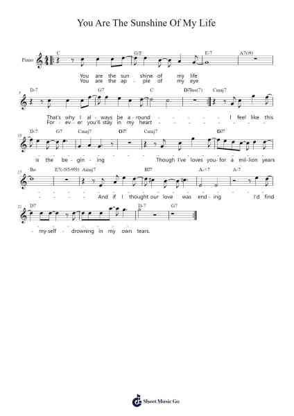 You Are The Sunshine Of My Life Sheet Music by Stevie Wonder-Arr.Trismark