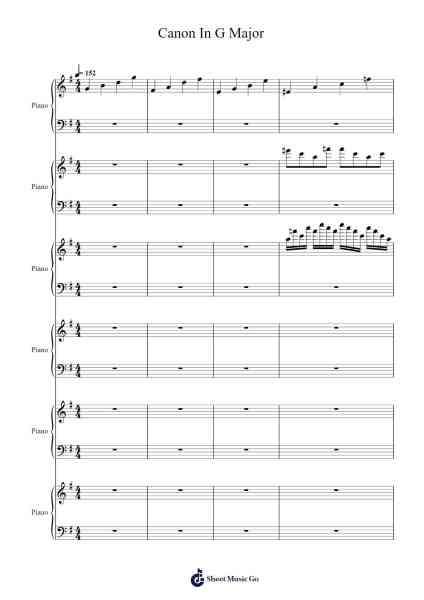 Canon In G Major Sheet Music by jmk777-Arr.Earlram