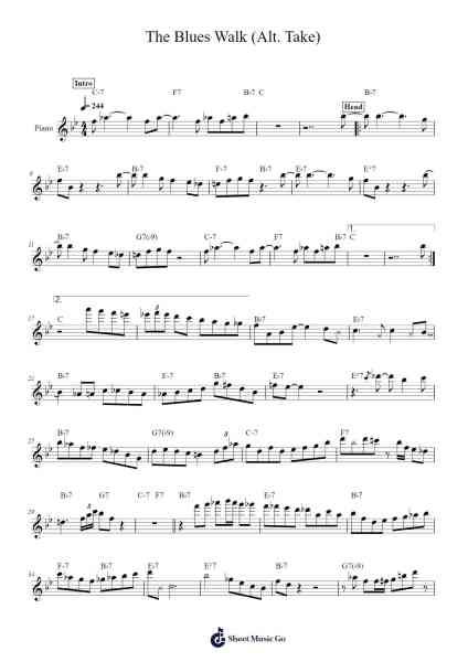 The Blues Walk (Alt. Take) Sheet Music by Clifford Brown-Arr.Huce Earlville
