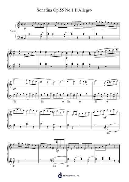 Sonatina Op. 55 No. 1 in C Major: I. Allegro Sheet Music by Friedrich Kuhlau-Arr.Hedbill