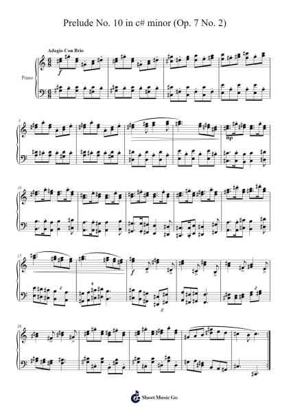 Prelude No. 10 in C-sharp Minor, Op. 7 No. 2 Sheet Music by Jonathan M. Duncan-Arr.Quintrid