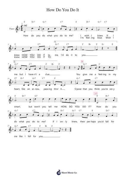 How Do You Do It Sheet Music by Gary and the Pacemakers-Arr.Jeamesgou