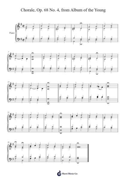 Chorale, Op. 68 No. 4, from Album for the Young Sheet Music by Robert Schumann-Arr.Simpdre