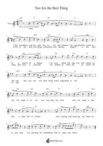 You Are the Best Thing Sheet Music by Ian Graham-Arr.Golddon