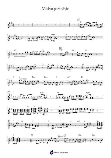 Vuelvo para vivir Sheet Music by Illapu-Arr.Wyli