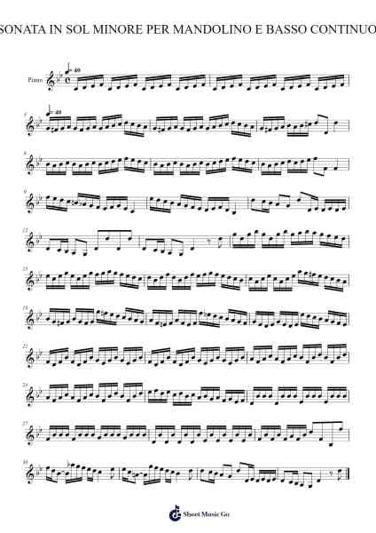 SONATA IN SOL MINORE PER MANDOLINO E BASSO CONTINUO Sheet Music by Anonimus-Arr.Cybing Gilldrew