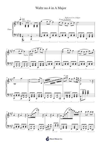 Waltz No. 4 in A Major Sheet Music by Yerhill Ramsmand-Arr.Pullzie Willmiles