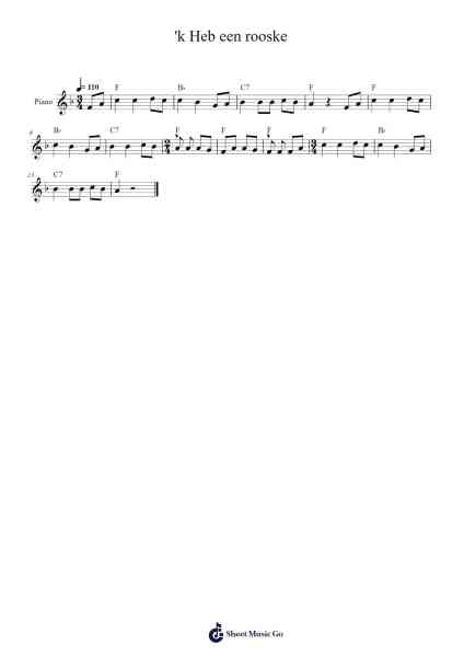 'k Heb een rooske Sheet Music by Trad. (Belgium)-Arr.Rebar Mulin