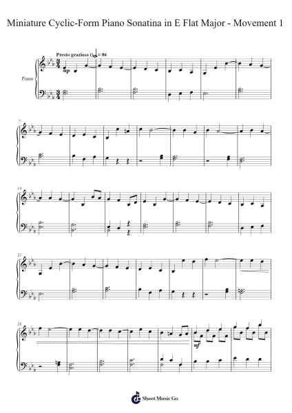 Miniature Cyclic-Form Piano Sonatina in E Flat Major - Movement 1 Sheet Music by Cookeda-Arr.Dannah Motfitch