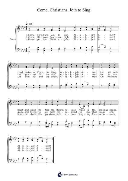 Come, Christians, Join to Sing Sheet Music by David Evans-Arr.Wolflor Coltrid