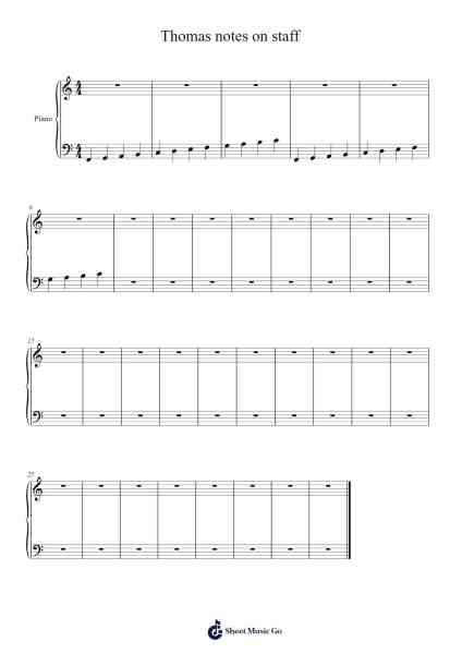 Thomas notes on staff Sheet Music by -Arr.Popbraith Cookryl