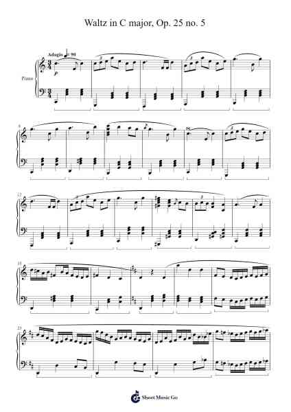 Waltz in C major, Op. 25 no. 5 Sheet Music by undefined-Arr.Cropenn Brighted