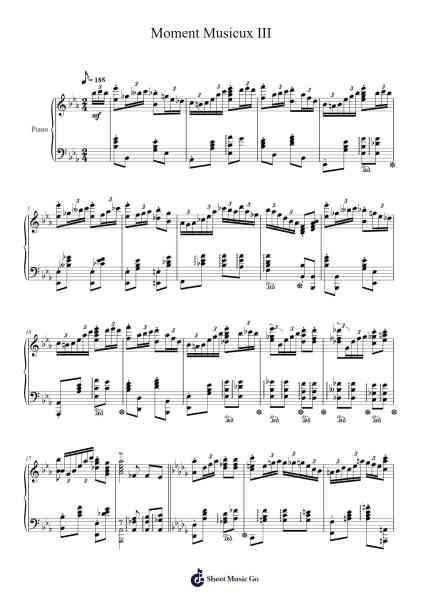 Moment Musicaux No. 3 in F Minor, Op. 94, D. 780 Sheet Music by J. L. Cheon-Arr.Cumwyatt