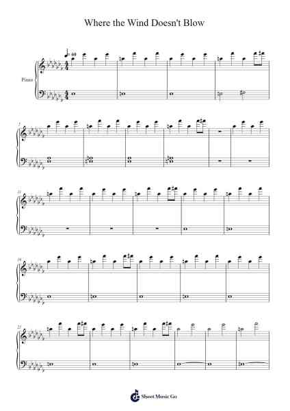 Where the Wind Doesn't Blow Sheet Music by Dreamy Clouds-Arr.O'Cakeats Leofunk
