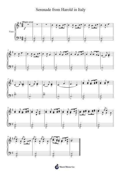 Serenade from Harold in Italy Sheet Music by Hector Berlioz-Arr.Danchloe