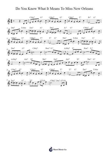 Do You Know What It Means to Miss New Orleans Sheet Music by Eddie DeLange/Louis Alter-Arr.Spenvice