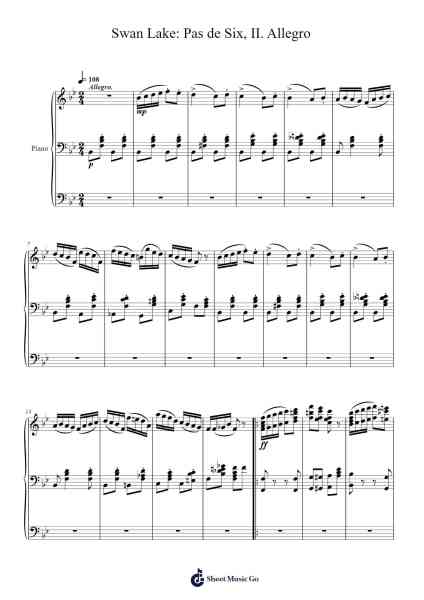 Swan Lake, 19. Pas de Six, II. Allegro (Piano) 樂譜由 Hinci - 編曲 Inmark Ausbrooke