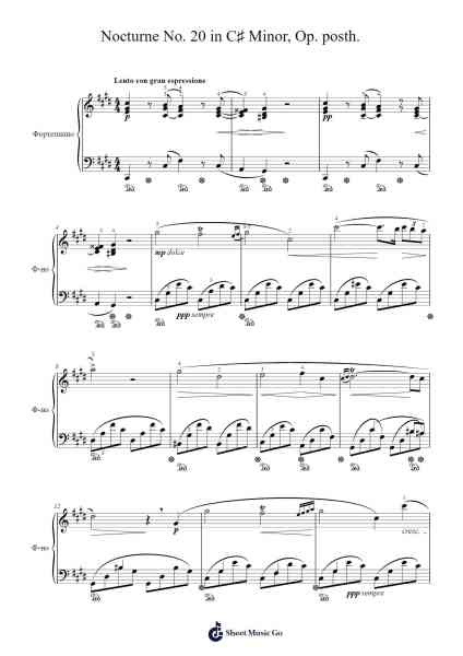 Nocturne No. 20 in C♯ Minor, Op. posth. Sheet Music by Frédéric Chopin-Arr.Holmesmax