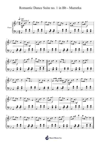 Romantic Dance Suite no. 1 in Bb - Mazurka Sheet Music by Cheyanna Marie Ward-Arr.Jeamesney
